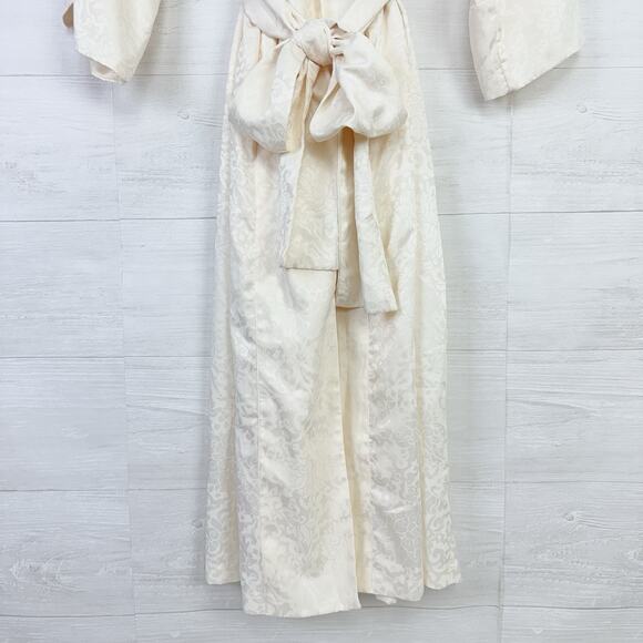 Natori Jacquard‎ Satin Womens Robe Size Medium Ivory Kimono Belted Sleepwear - Picture 6 of 16